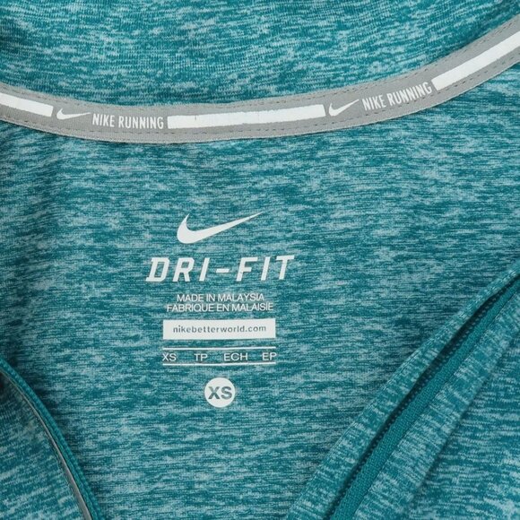 Nike Womens Extra Small XS Teal Green Heathered Pullover Quarter Zip Dri Fit - Picture 9 of 13